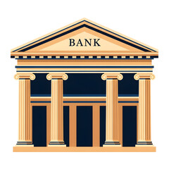 Fototapeta premium Illustration of a classic bank building with columns and triangular roof