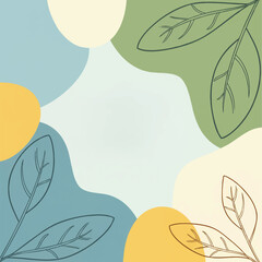 Abstract Botanical Frame Muted Colors Organic Shapes Minimal Design
