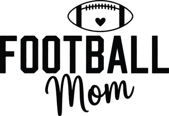 Football mom logo with heart on football