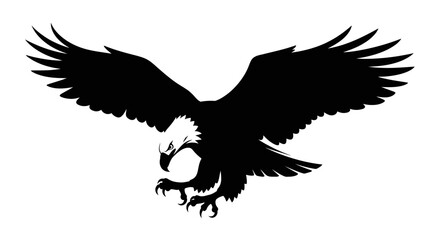 Obraz premium Black Eagle Silhouette Flying Downwards Claw.