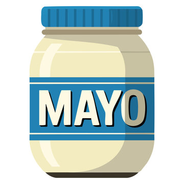 Vector illustration of jar of mayonnaise isolated object ideal for condiment packaging grocery branding kitchen food ingredient visuals