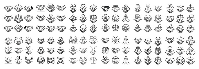 Fototapeta premium Handshake icon set: business and unity