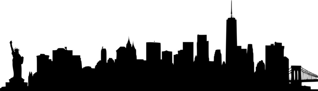 New York City Skyline Vector black and white
