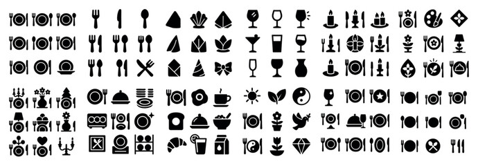 Fototapeta premium Elegant dining icon set for restaurants
