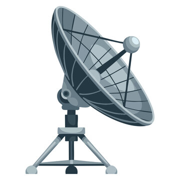 Vector illustration of satellite dish parabolic antenna isolated clean tech graphic perfect for communication network broadcasting and media visuals