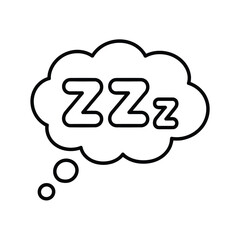Simple black and white illustration of a sleep bubble with zzz lettering