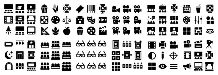 Cinema and movie icon set for designers