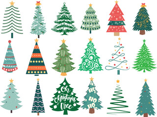 Obraz premium Collection of Stylized Christmas Trees for Holiday Decor