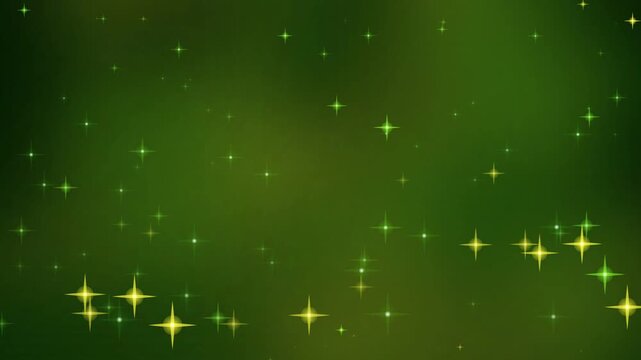 green dark gradient background with glittering shining stars. abstrack animation video background. 4K