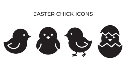 Easter chick icons set, cute baby chicken vector illustrations for spring and holiday design © TosherAsh