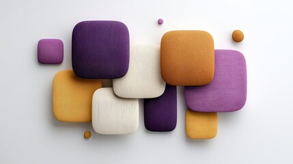Colorful Geometric Wall Art with Soft Shapes and Textures