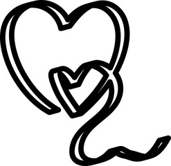 Heart ribbon shape with bold line, love, romantic