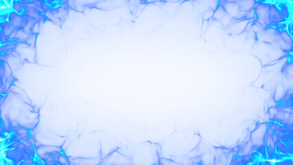 青色の炎の枠のエフェクトの背景画像。背景が透過しているPNG画像。