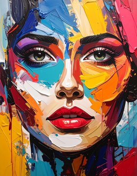 a woman's face created from many paints