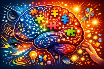 Autism Spectrum Disorder Brain Visualization With Unique Neural Patterns and Sensory Overload 