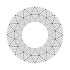 Abstract Geometric Symmetrical Radial Circle Dots Pattern with Copy Space in Center.