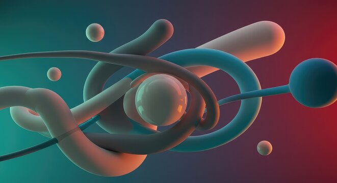 A captivating digital rendering of complex non-objective shapes and dynamic flowing color gradients, symbolizing conceptual transformation ,abstract ,thought ,graphic