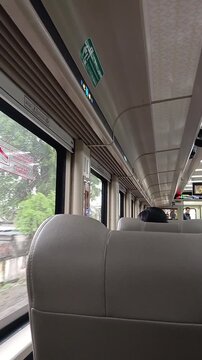 Yogyakarta, East Java, Indonesia. January 31, 2026. Situation and conditions at Yogyakarta train station. Inside the Argo Wilis executive class train. Yogyakarta - Bandung.