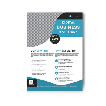 Digital Innovation Business Flyer & Tech Startup Template. Future-proof your marketing with this cutting-edge design featuring hexagonal grids, gradient overlays, and a tech-forward aesthetic. 