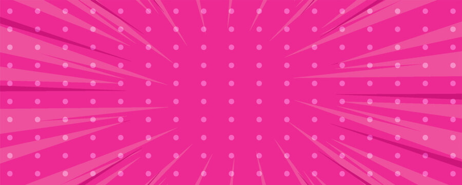 pink pop art comic background with clouds and zoom effect