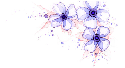 Elegant blue watercolor flowers splash design for branding backgrounds