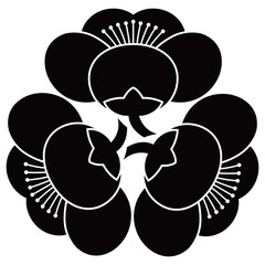 家紋です。三つ横見梅といいます。