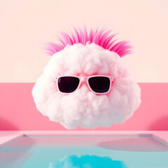 pink sunglasses on a beach