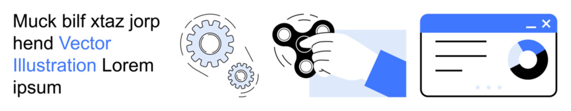 Technology, innovation, design templates, user interface, mechanics, business ideas. A hand holds a spinner with gears and a web interface. Technology and innovation creatively