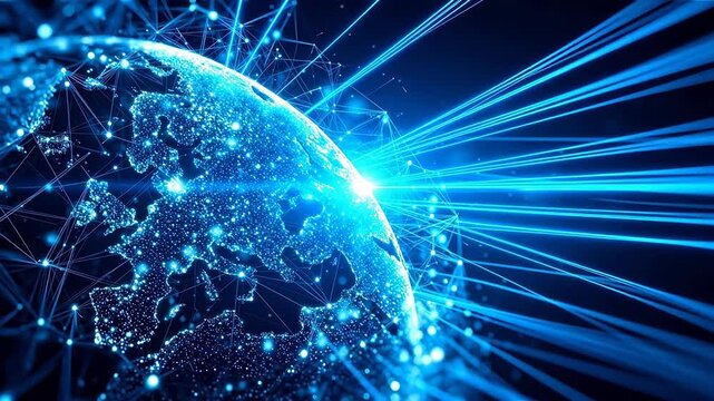 Globe with digital network connections