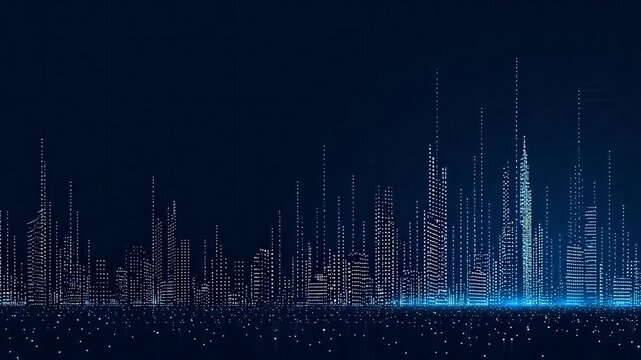 Futuristic city skyline at night