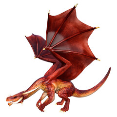 3D Rendering Fairy Tale Dragon on White