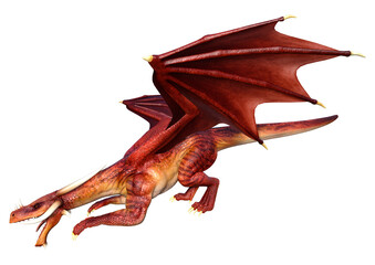 3D Rendering Fairy Tale Dragon on White