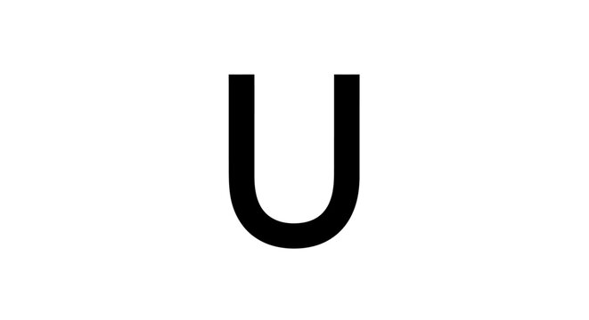 Black Letter U Alphabet Character Symbol.