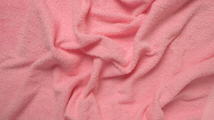 Soft pink wrinkled towel wavy pattern and texture background. For graphic design, 3D rendering and banners