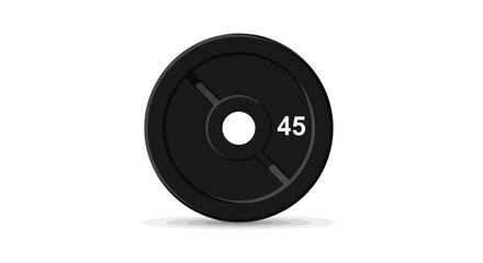Black 45 Pound Weight Plate for Weightlifting and Strength Training.
