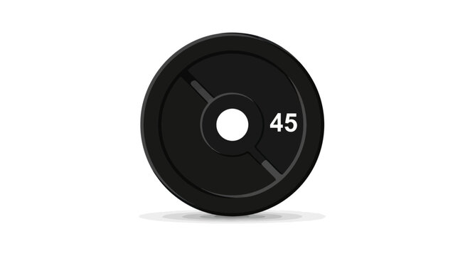 Black 45 Pound Weight Plate for Weightlifting and Strength Training.
