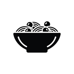 Black silhouette of a bowl of cereal with several fruits on top