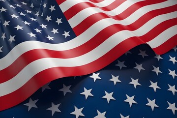 Waving the American flag with stars and stripes is a symbol of the United States