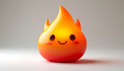Adorable Cartoon Fire Character with a Cheerful Smile and Blushing Cheeks.