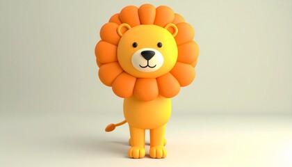 Adorable 3D Lion Character with a Playful and Friendly Expression.