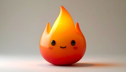 Adorable Fire Character with Smiling Face and Warm Glow.