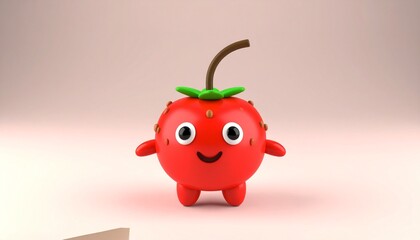 Adorable Red Tomato Character with a Cheerful Smile and Playful Design.