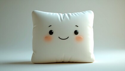 Adorable Square Pillow with a Sweet Smiling Face Illustration.