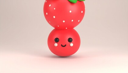 Adorable Strawberry Character - A Playful 3D Render for Children.