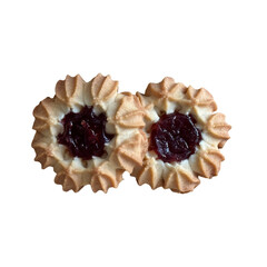 Shortbread cookies with raspberry jam filling creating sweet dessert
