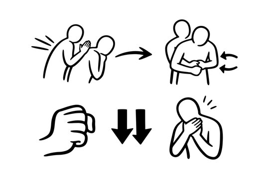 Choking first aid steps diagram: heimlich maneuver instructions