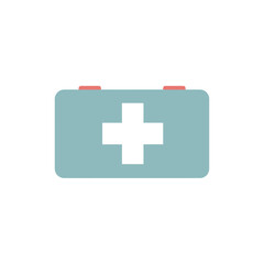 Obraz premium “First aid kit icon, emergency healthcare concept, flat illustration, pastel colors, minimal detail, single icon, clean vector style, no text, transparent background”