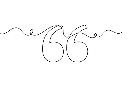 Continuous one line quote mark symbol modern minimal outline vector design