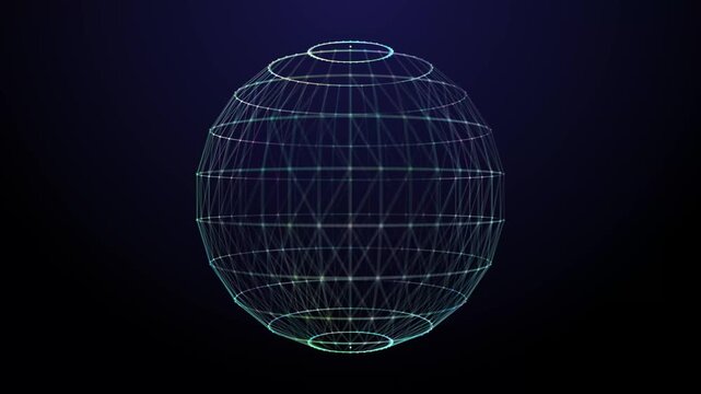 Abstract futuristic communication low poly sphere motion background. Seamless loop.	