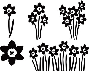水仙の花ベクターイラストセット